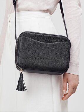 Cuyana Mini Tassel Camera Bag Black Leather